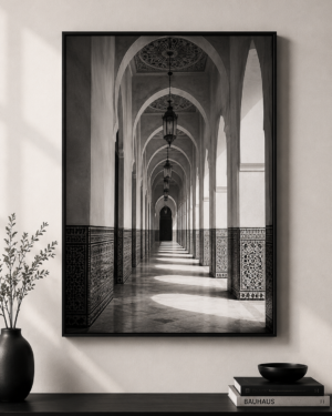 product 3 Tableau Couloir Marocain Noir & Blanc 70x50 cm | TabloMaroc