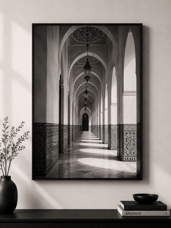 product 3 Tableau Couloir Marocain Noir & Blanc 70x50 cm | TabloMaroc